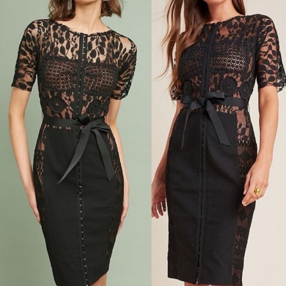 Byron Lars Black Lace Midi Dress 10